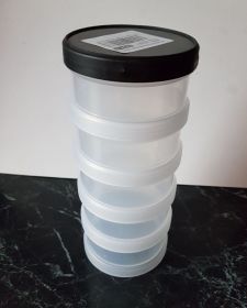 box plastový, šroubovací s víkem, 5 misek, 95 x 210 mm