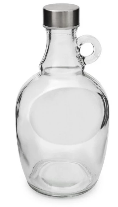 DEMIŽON HOLÝ SKLENĚNÝ 1L UCHO S UZÁVĚREM INOX