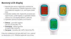 Elektronický bezkontaktní infračervený teploměr 3 barvami podsvícení