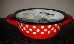 Mísa smalt 16 cm červená s bílým puntíkem