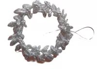 Vánoční ozdoby věneček stříbrný průměr cca 10 cm