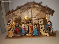 Dekorace vánoční EMOS DCWW31 dřevěná – betlém, 17 cm