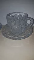 Dva hrnky s talířky - sklo , cca 150 ml