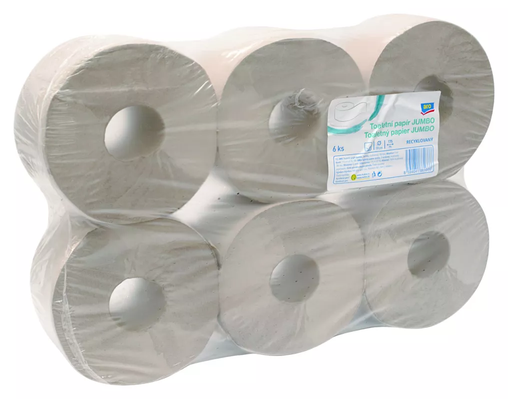 aro Jumbo Toaletní papír recykl. 1vrstvý 190 mm 175 m 6 ks